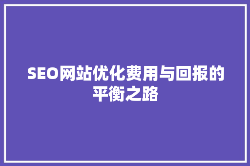SEO网站优化费用与回报的平衡之路