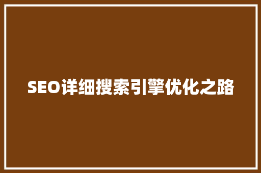 SEO详细搜索引擎优化之路