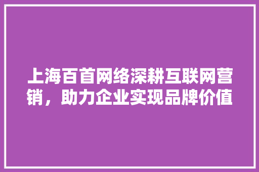 上海百首网络深耕互联网营销，助力企业实现品牌价值最大化