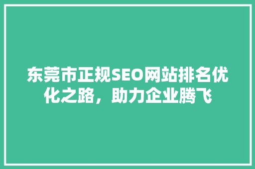 东莞市正规SEO网站排名优化之路，助力企业腾飞