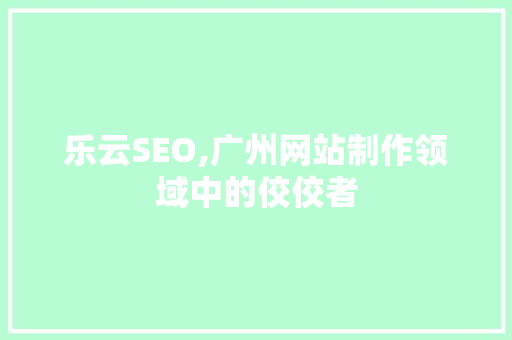 乐云SEO,广州网站制作领域中的佼佼者