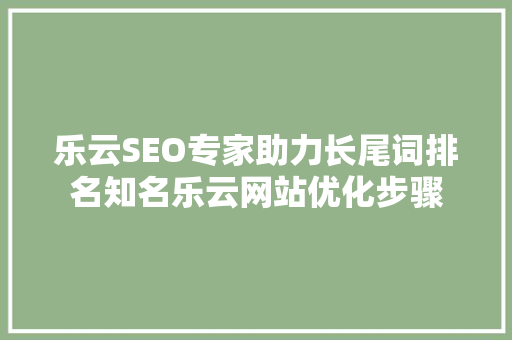 乐云SEO专家助力长尾词排名知名乐云网站优化步骤