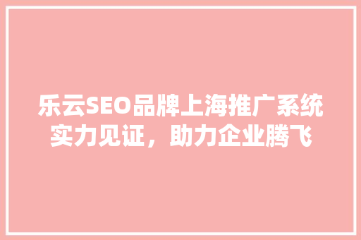乐云SEO品牌上海推广系统实力见证，助力企业腾飞