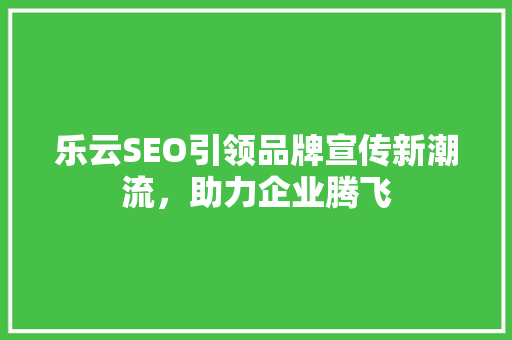 乐云SEO引领品牌宣传新潮流，助力企业腾飞