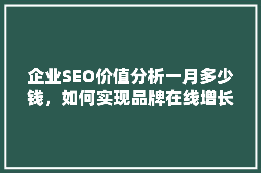 企业SEO价值分析一月多少钱，如何实现品牌在线增长