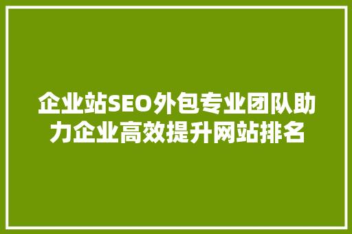 企业站SEO外包专业团队助力企业高效提升网站排名