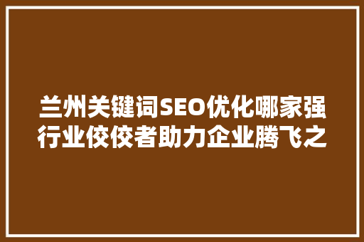 兰州关键词SEO优化哪家强行业佼佼者助力企业腾飞之路