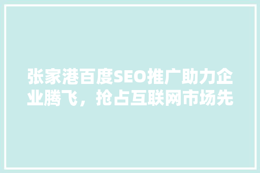 张家港百度SEO推广助力企业腾飞，抢占互联网市场先机