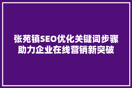 张苑镇SEO优化关键词步骤助力企业在线营销新突破