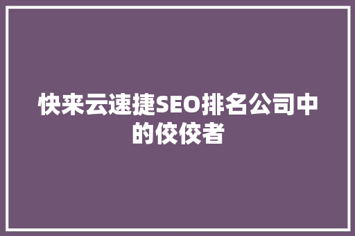 快来云速捷SEO排名公司中的佼佼者