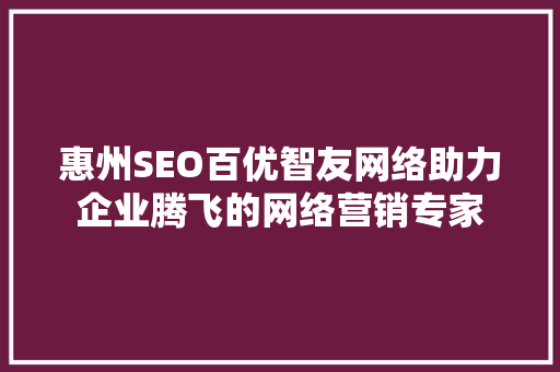 惠州SEO百优智友网络助力企业腾飞的网络营销专家