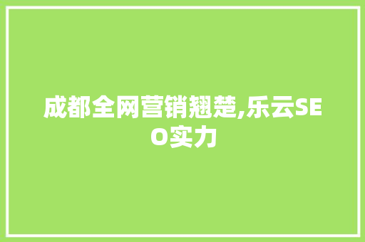 成都全网营销翘楚,乐云SEO实力