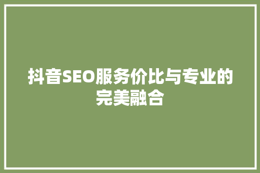 抖音SEO服务价比与专业的完美融合  第1张