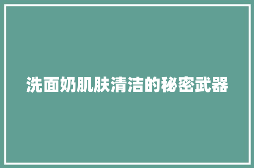 洗面奶肌肤清洁的秘密武器