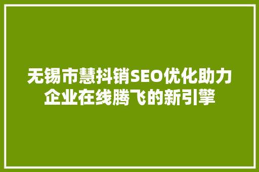 无锡市慧抖销SEO优化助力企业在线腾飞的新引擎