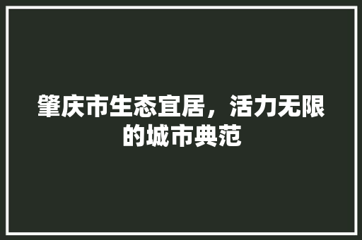 肇庆市生态宜居，活力无限的城市典范