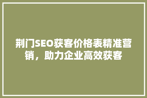 荆门SEO获客价格表精准营销，助力企业高效获客
