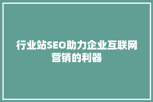 行业站SEO助力企业互联网营销的利器