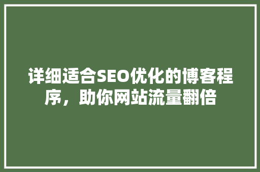 详细适合SEO优化的博客程序，助你网站流量翻倍