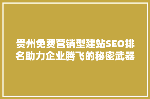 贵州免费营销型建站SEO排名助力企业腾飞的秘密武器