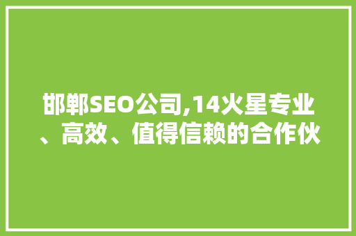 邯郸SEO公司,14火星专业、高效、值得信赖的合作伙伴