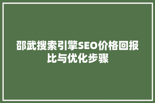 邵武搜索引擎SEO价格回报比与优化步骤
