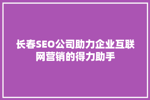 长春SEO公司助力企业互联网营销的得力助手