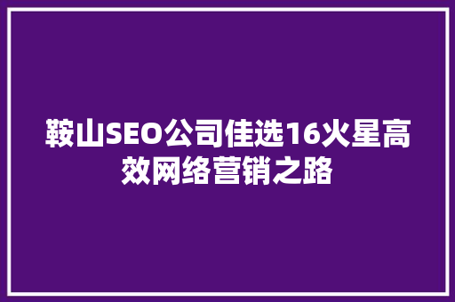 鞍山SEO公司佳选16火星高效网络营销之路  第1张