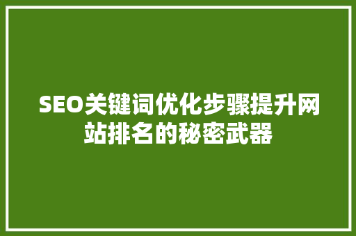 SEO关键词优化步骤提升网站排名的秘密武器