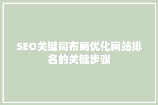 SEO关键词布局优化网站排名的关键步骤
