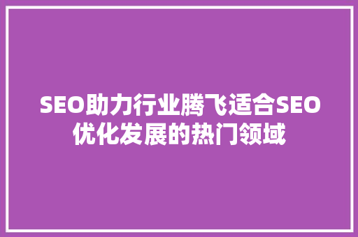 SEO助力行业腾飞适合SEO优化发展的热门领域  第1张