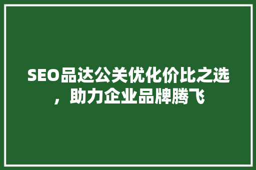 SEO品达公关优化价比之选，助力企业品牌腾飞