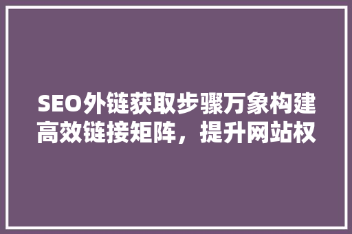 SEO外链获取步骤万象构建高效链接矩阵，提升网站权重与流量  第1张