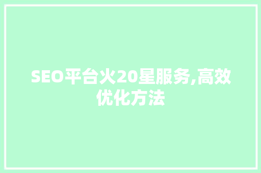 SEO平台火20星服务,高效优化方法  第1张