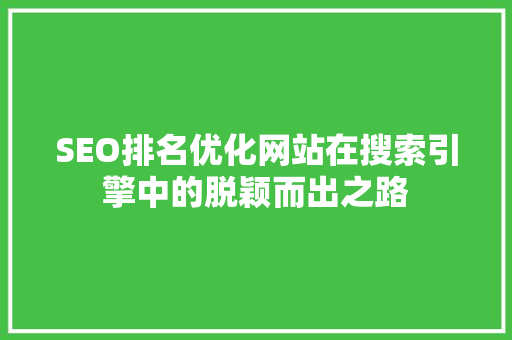 SEO排名优化网站在搜索引擎中的脱颖而出之路