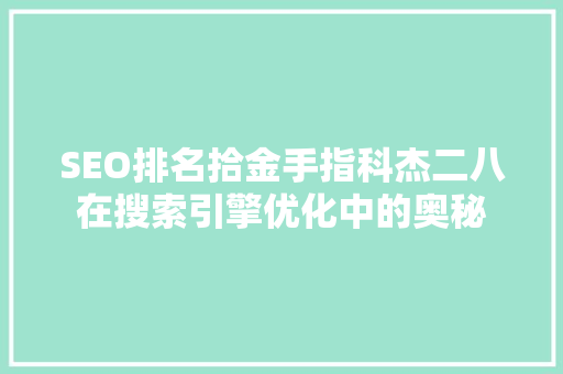SEO排名拾金手指科杰二八在搜索引擎优化中的奥秘