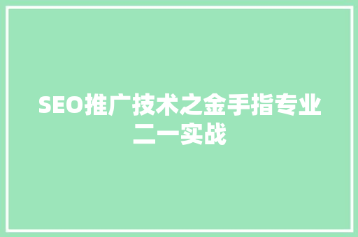 SEO推广技术之金手指专业二一实战