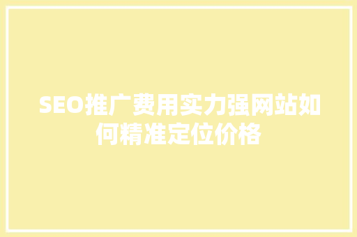 SEO推广费用实力强网站如何精准定位价格