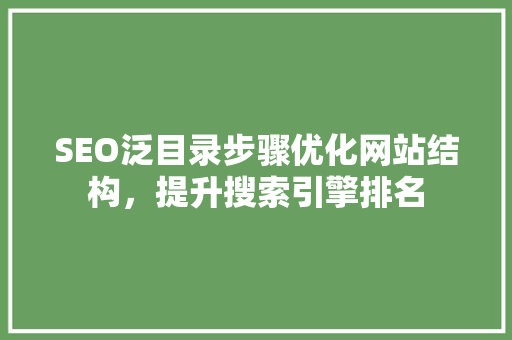 SEO泛目录步骤优化网站结构，提升搜索引擎排名  第1张