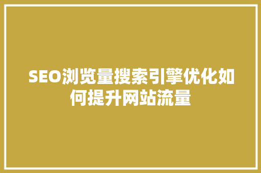 SEO浏览量搜索引擎优化如何提升网站流量