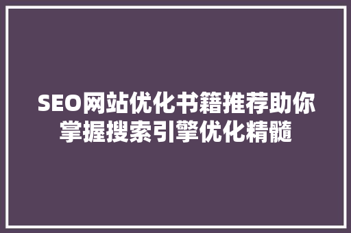 SEO网站优化书籍推荐助你掌握搜索引擎优化精髓
