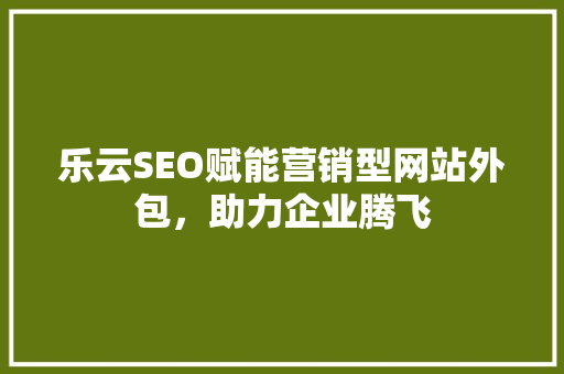 乐云SEO赋能营销型网站外包，助力企业腾飞
