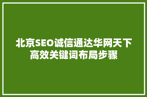 北京SEO诚信通达华网天下高效关键词布局步骤  第1张