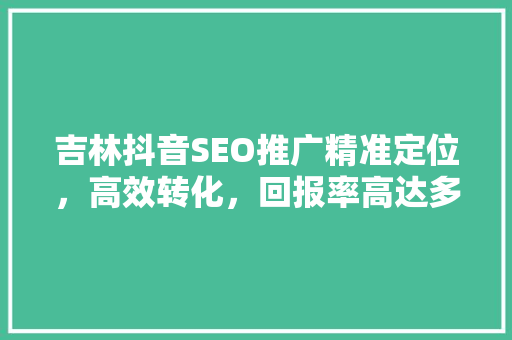 吉林抖音SEO推广精准定位，高效转化，回报率高达多少