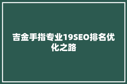 吉金手指专业19SEO排名优化之路