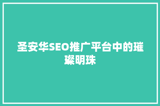 圣安华SEO推广平台中的璀璨明珠