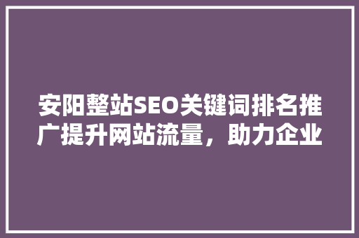 安阳整站SEO关键词排名推广提升网站流量，助力企业腾飞