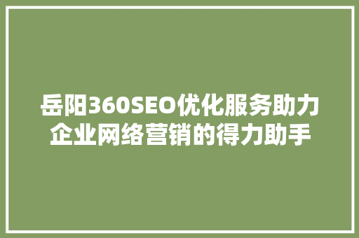 岳阳360SEO优化服务助力企业网络营销的得力助手