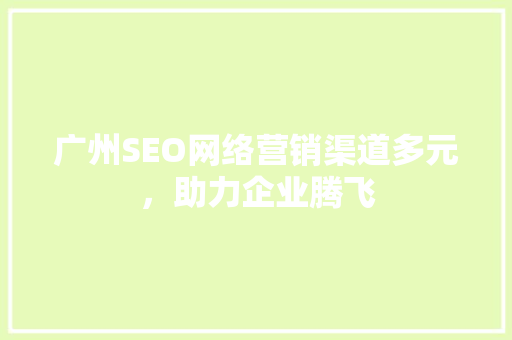 广州SEO网络营销渠道多元，助力企业腾飞