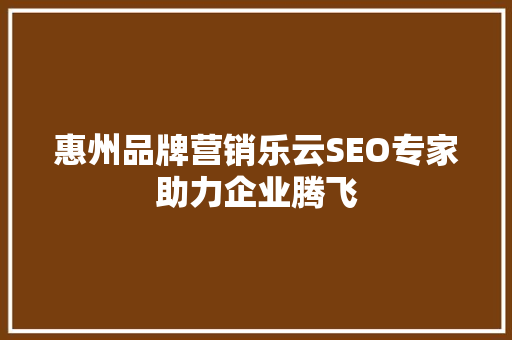 惠州品牌营销乐云SEO专家助力企业腾飞